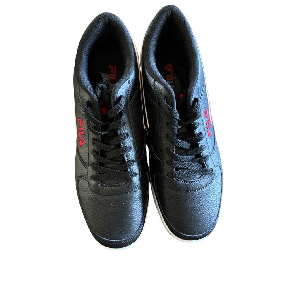 Fila Men’s A-Low Black Red White Leather Lace Up Trainers Sneakers size 12 - Picture 3 of 7